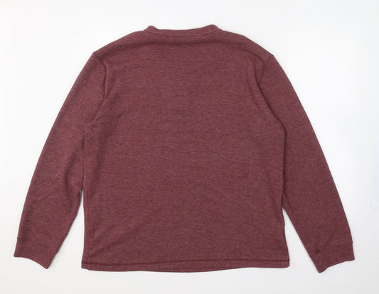 Easy Mens Purple V-Neck Polyester Pullover Jumper Size 2XL