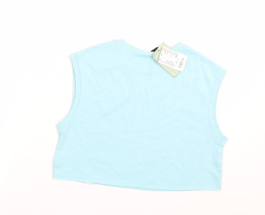 Womens UK Size XS H&M Blue Cropped Blouse