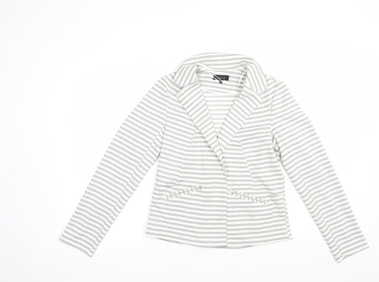 Soon Womens Grey Striped Jacket Blazer Size 12