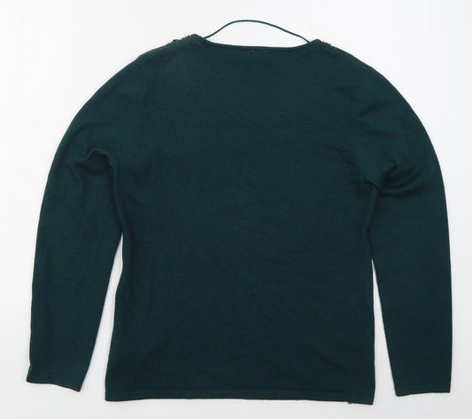 C&A Womens Green Round Neck Polyester Pullover Jumper Size S