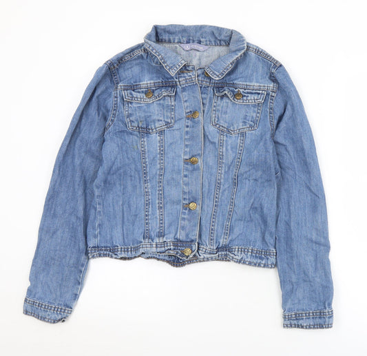 Avenue Womens Blue Jacket Size S Button