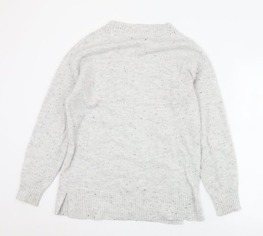 F&F Womens Grey V-Neck Polyester Pullover Jumper Size 6