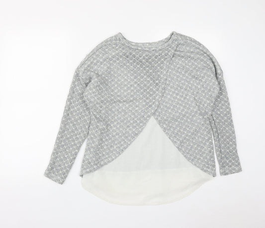 Primark Womens Blue Round Neck Geometric Polyester Pullover Jumper Size 12