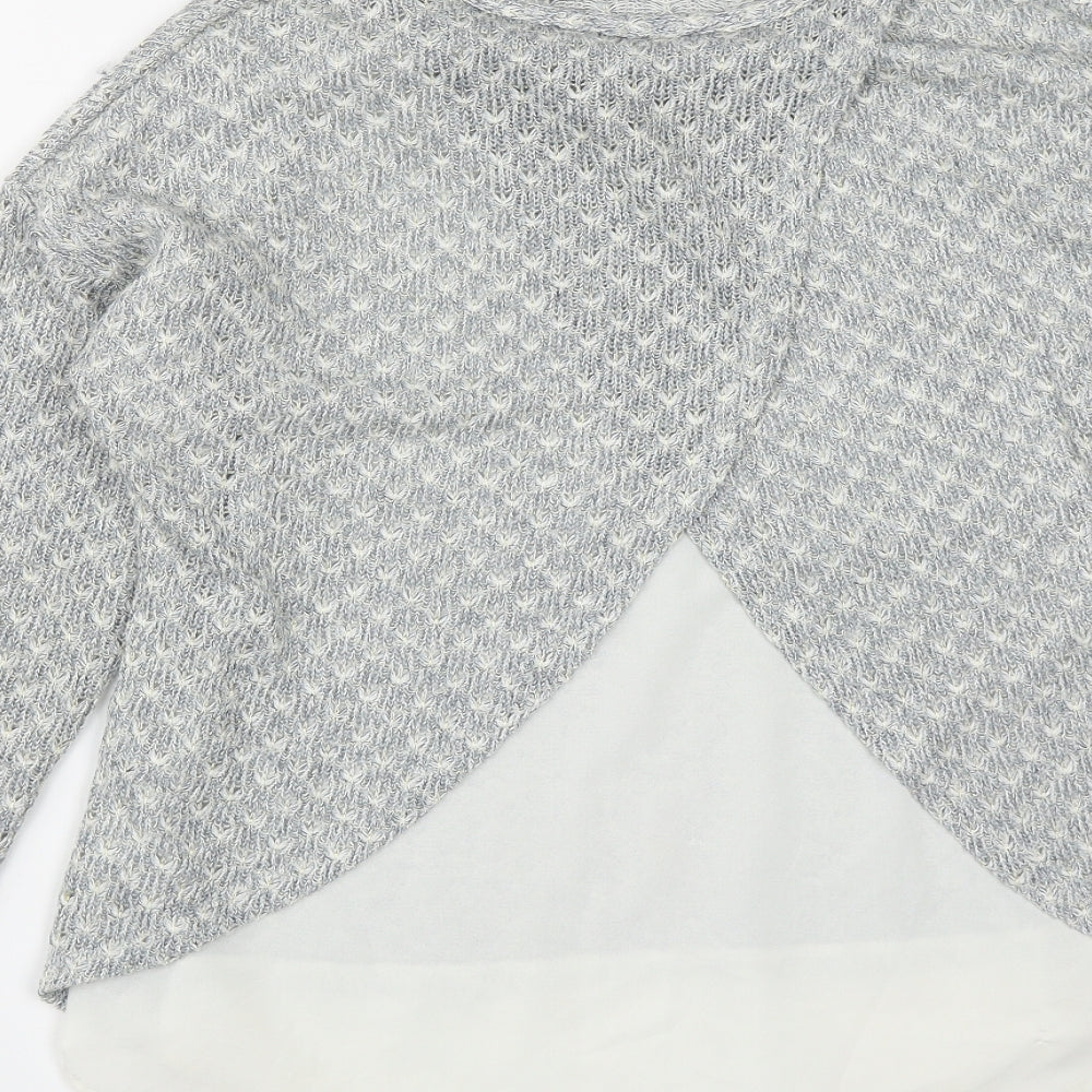 Primark Womens Blue Round Neck Geometric Polyester Pullover Jumper Size 12