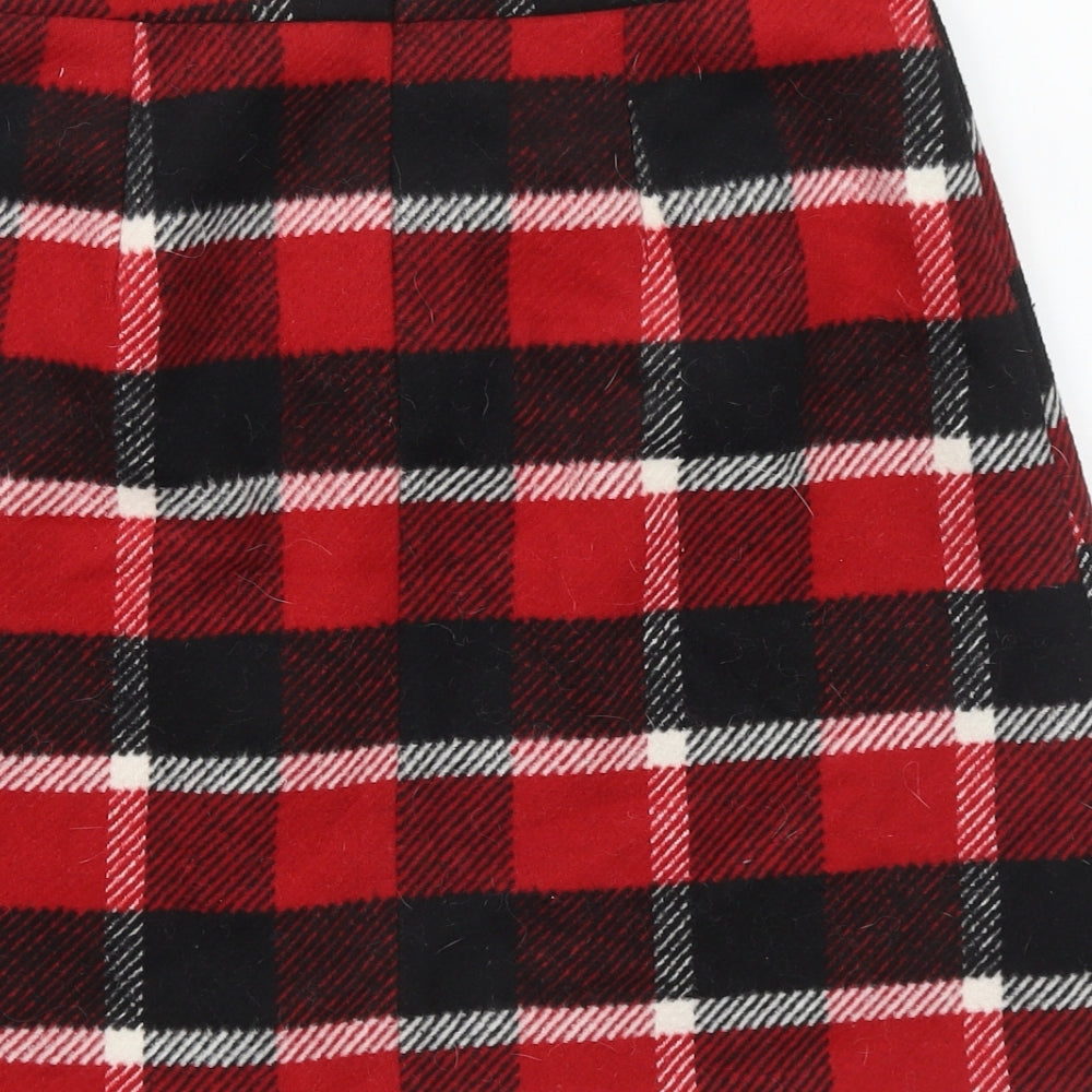 F&F Womens Multicoloured Plaid Polyester A-Line Skirt Size 6 Zip