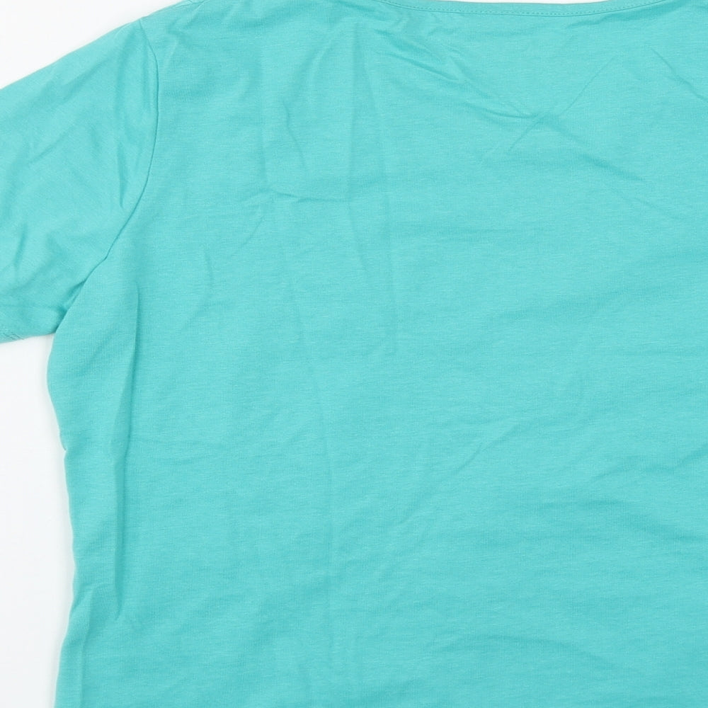 Damart Womens Green Polyester Basic T-Shirt Size M Round Neck