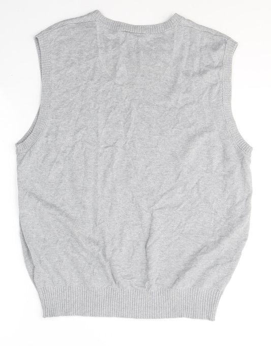 Avenue Womens Grey V-Neck Cotton Vest Jumper Size L