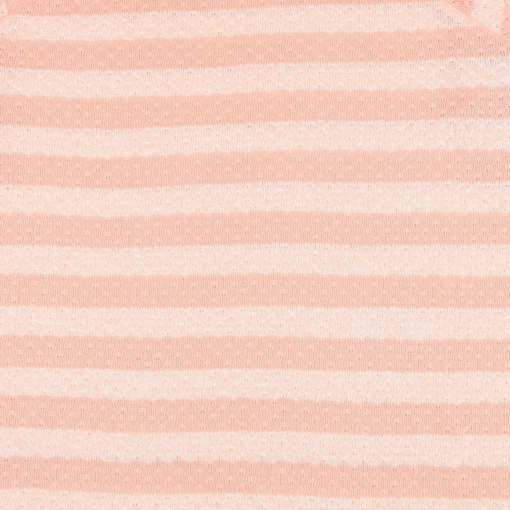 George Womens Pink Round Neck Striped Polyester Pullover Jumper Size XL