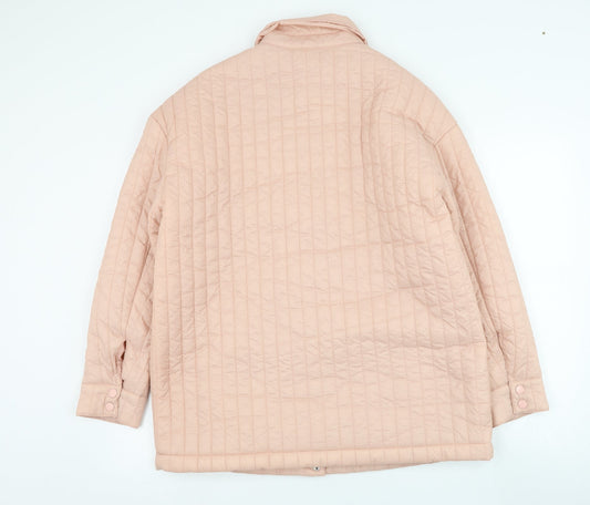 Primark Womens Pink Puffer Jacket Coat Size 10 Zip