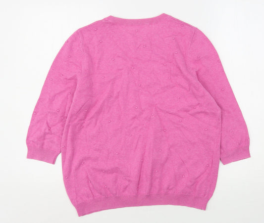 TU Womens Pink Round Neck Cotton Pullover Jumper Size 16