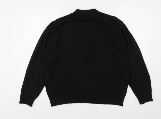 Compliments Womens Black Round Neck Acrylic Pullover Jumper Size 16
