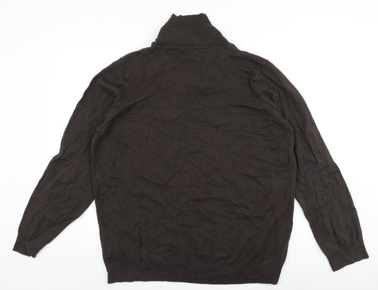 North Coast Mens Brown Collared Cotton Pullover Jumper Size 2XL