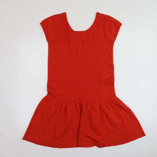 Primark Womens Orange Acrylic Jumper Dress Size 6 Round Neck