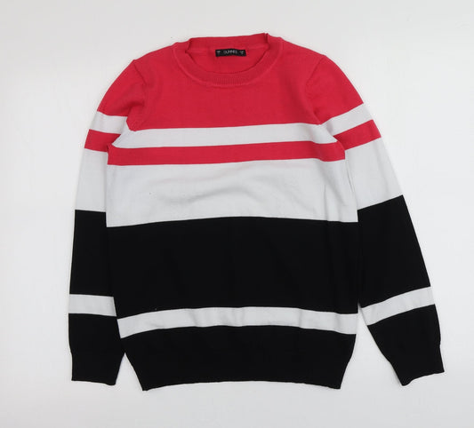 Dunnes Stores Womens Multicoloured Round Neck Striped Polyester Pullover Jumper Size S