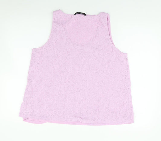 Dunnes Womens Pink Polyester Camisole T-Shirt Size 14 Scoop Neck