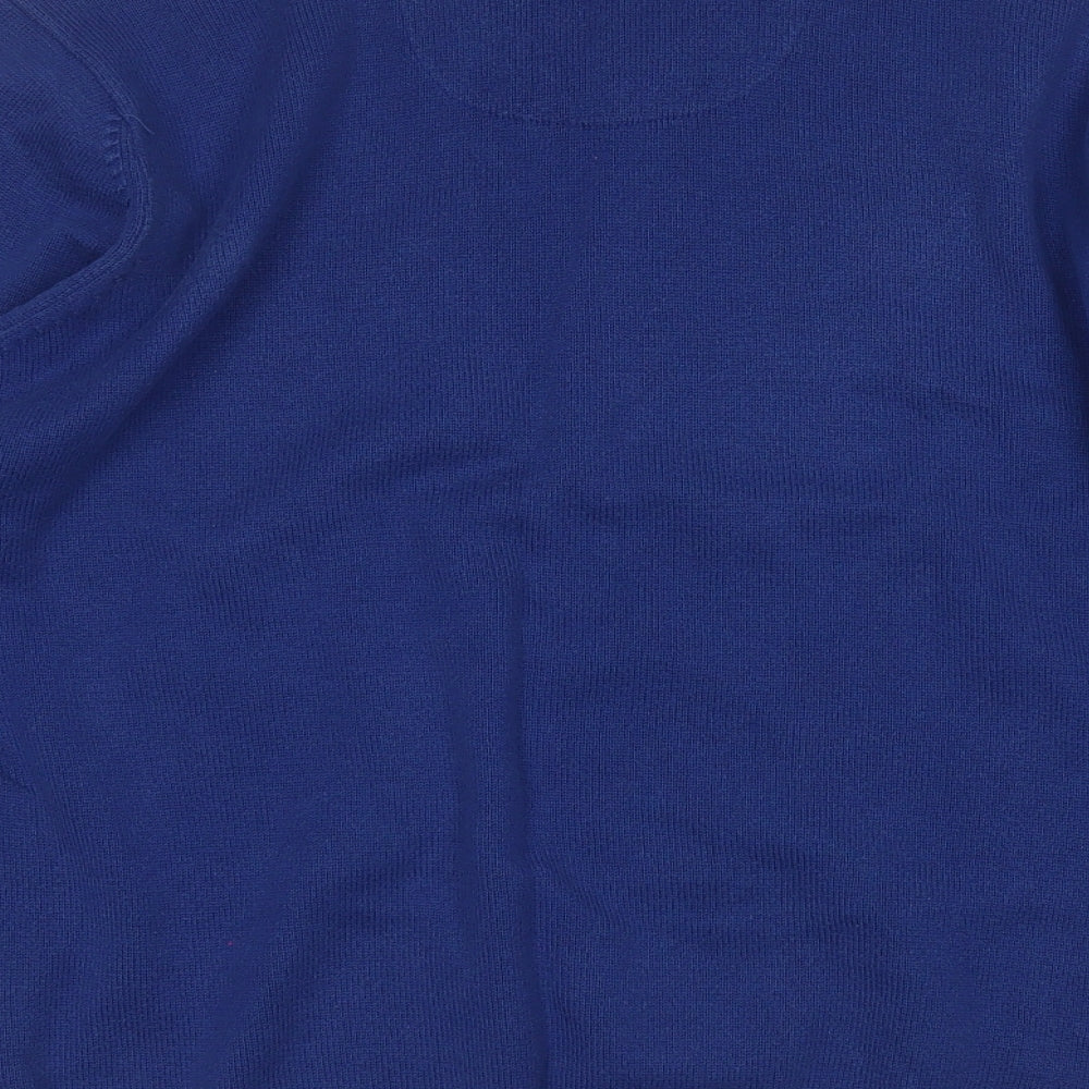 Marks and Spencer Mens Blue Round Neck Cotton Pullover Jumper Size L