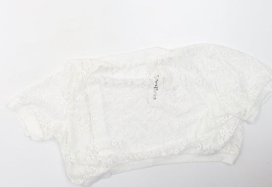 Abollria Womens Ivory V-Neck Polyester Cardigan Jumper Size XL