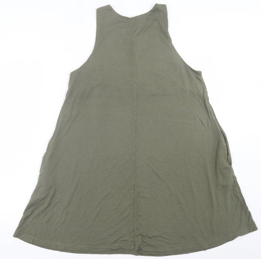 H&M Womens Green Viscose A-Line Size S Crew Neck Pullover