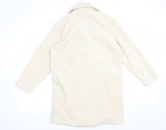 TU Womens Beige Pea Coat Coat Size S Button