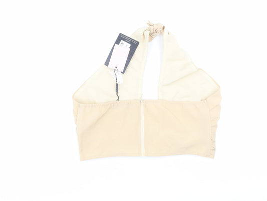 PRETTYLITTLETHING Womens Beige Polyester Jersey Tank Size 12 Halter