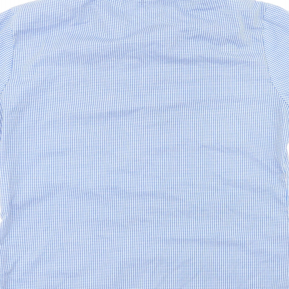 princeton Mens Black Plaid Polyester Button-Up Size 36 Collared