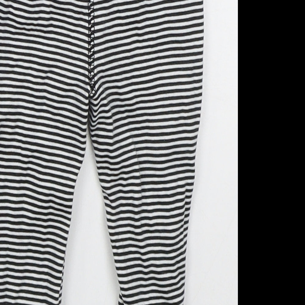 Gerber Girls Black Striped Cotton Capri Leggings Size 6-9 Months