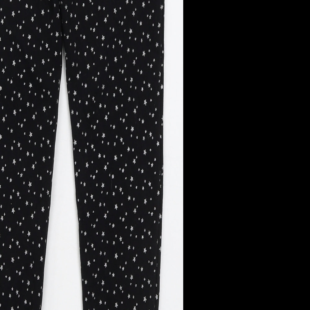 Dunnes Girls Black Cotton Sweatpants Trousers Size 11 Years Regular - Stars
