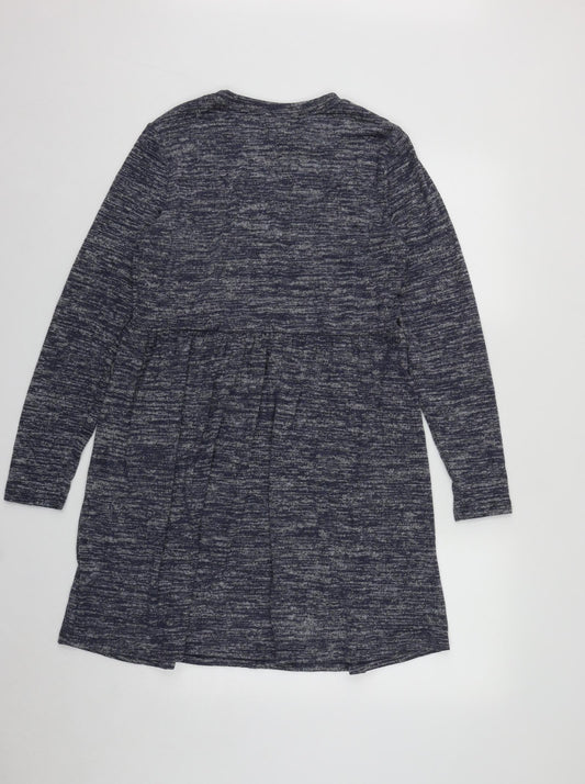 Studio Womens Blue Polyester Fit & Flare Size 8 Round Neck