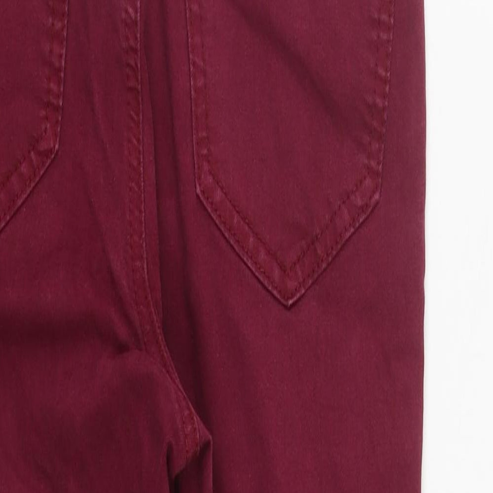 Primark Womens Red Cotton Straight Jeans Size 8 L25 in Regular Zip