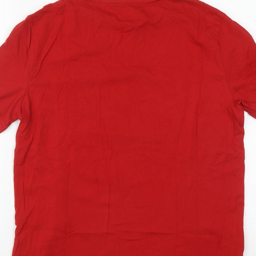 George Mens Red Cotton T-Shirt Size M Round Neck