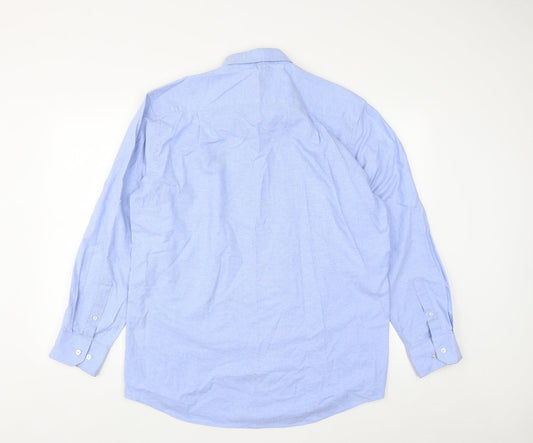 Taylor & Wright Mens Blue Cotton Button-Up Size 16.5 Collared Button