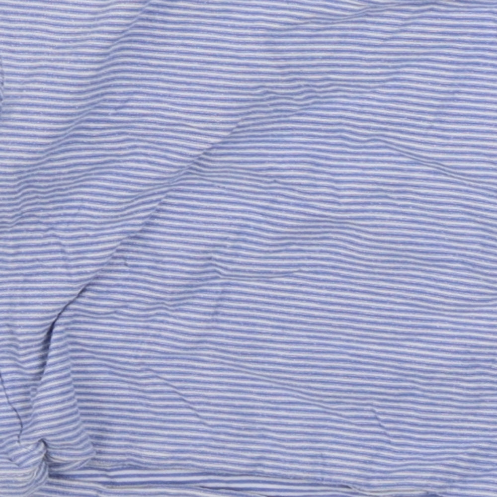 Dunnes Stores Baby Blue Striped 100% Cotton Basic T-Shirt Size 9-12 Months Round Neck Pullover