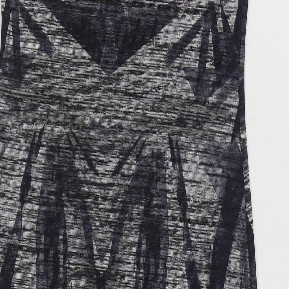 Blue Vanilla Womens Grey Geometric Polyester Bodycon Size S Boat Neck Pullover