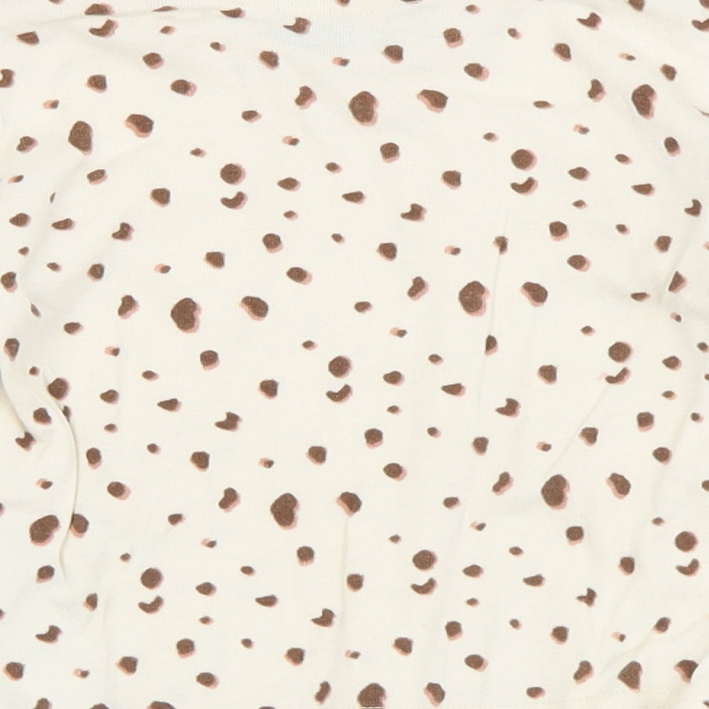 Primark Girls Beige Animal Print Cotton Jersey T-Shirt Size 9-12 Months Crew Neck