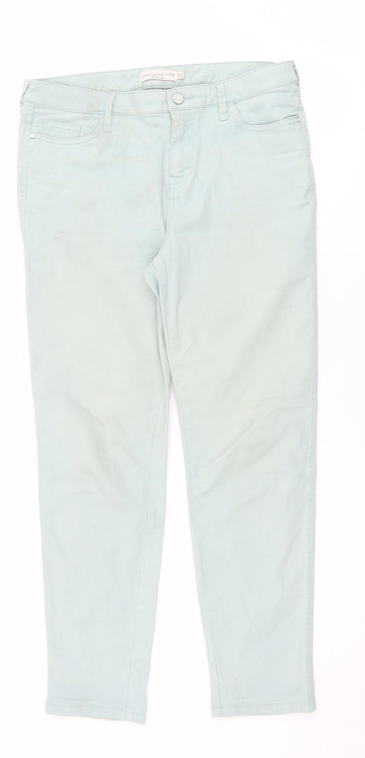F&F Womens Green Polyester Tapered Jeans Size 10 L26 in Regular Zip
