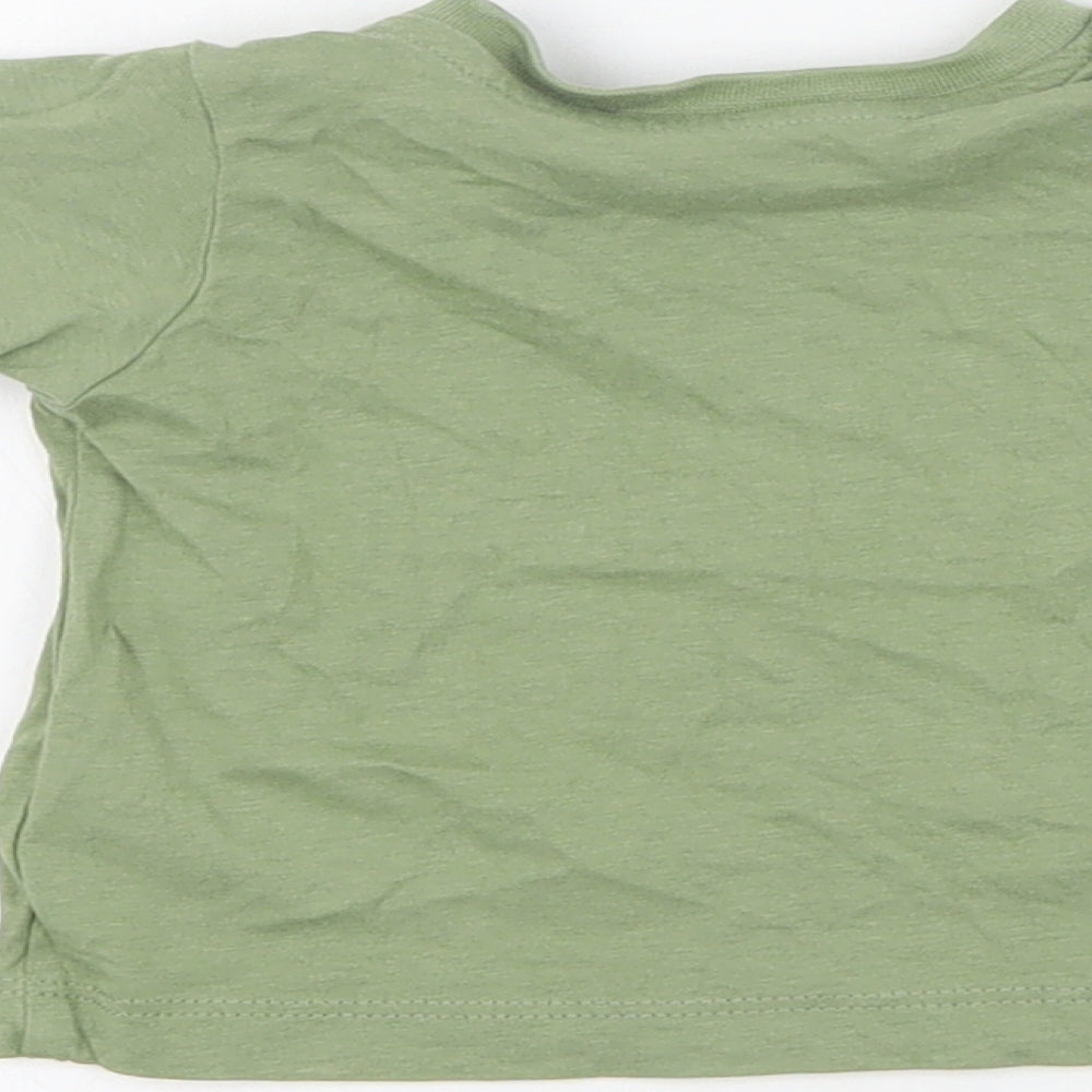 Matalan Baby Green Cotton Basic T-Shirt Size 0-3 Months Crew Neck Snap