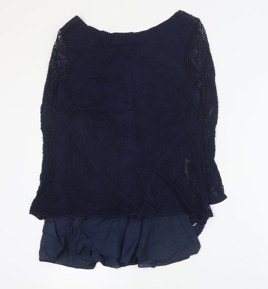 Apricot Womens Blue Viscose Basic Blouse Size S Round Neck