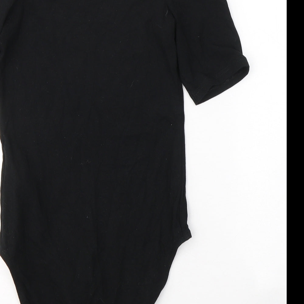Miss Selfridge Womens Black Cotton Bodysuit One-Piece Size 8 Button