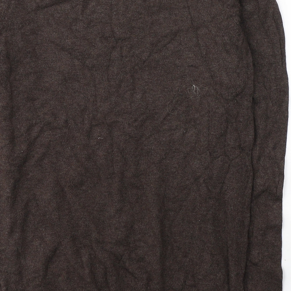H&M Mens Brown Round Neck Viscose Pullover Jumper Size S