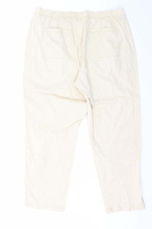 Dunnes Stores Womens Beige Cotton Trousers Size L L26.5 in Regular