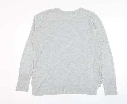 Primark Womens Grey Round Neck Acrylic Pullover Jumper Size 12