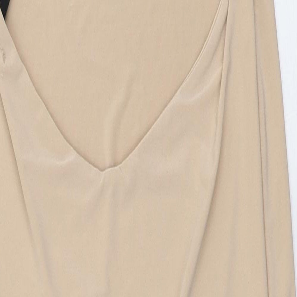 Missguided Womens Beige Polyester Pencil Dress Size 14 High Neck Pullover