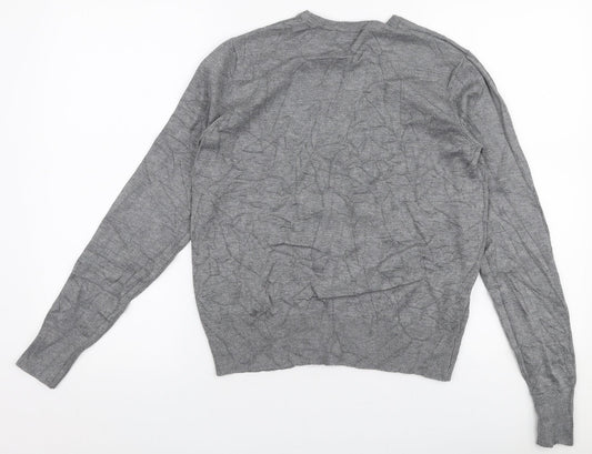 River Island Mens Grey Round Neck Polyester Pullover Jumper Size M