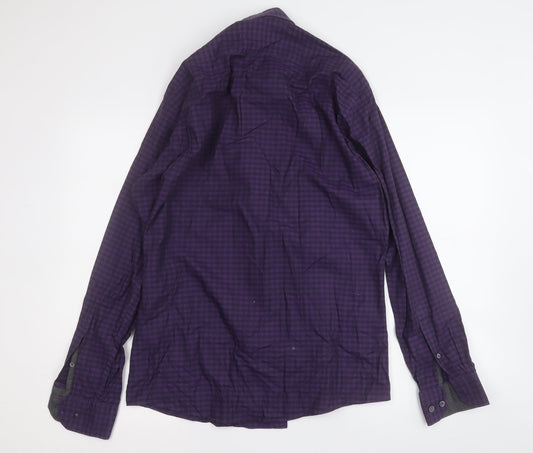 Mens UK Size M Olymp Purple Button-Up Long Sleeve Casual Shirt