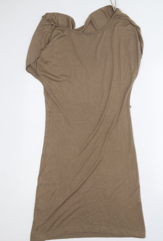 H&M Womens Brown Viscose A-Line Size M Round Neck
