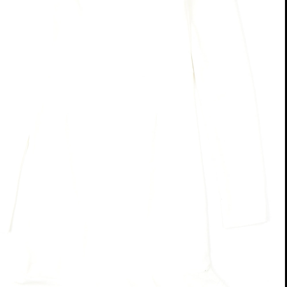 Boohoo Womens White Polyester Fit & Flare Size 8 Round Neck