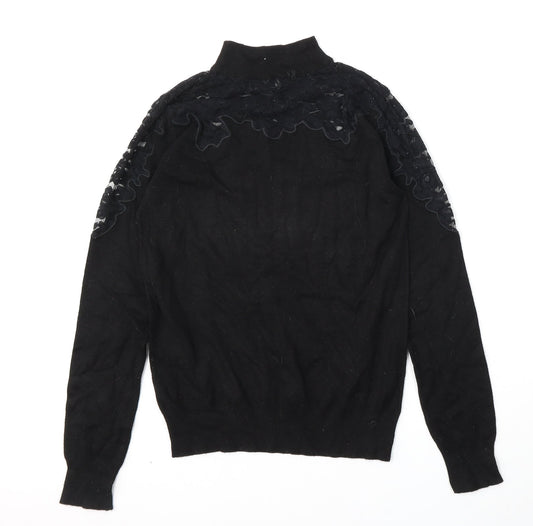 Primark Womens Black Mock Neck Viscose Pullover Jumper Size 8