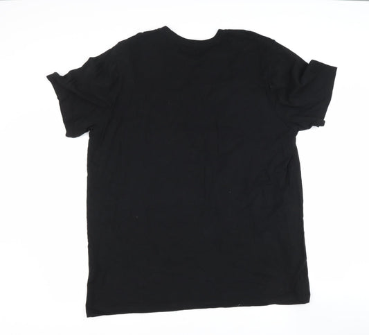 Preworn Mens Black Cotton T-Shirt Size XLT Round Neck - ali