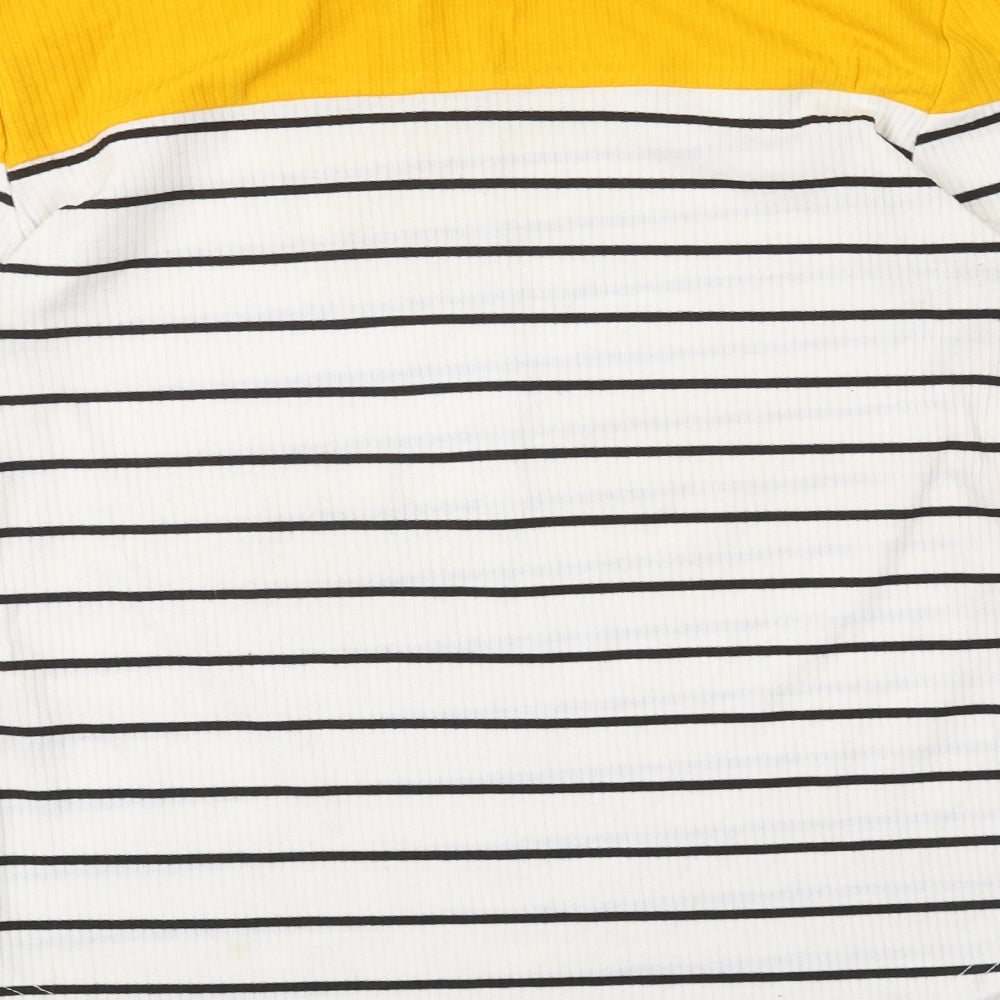 SheIn Womens Multicoloured Striped Polyester Basic T-Shirt Size S Crew Neck