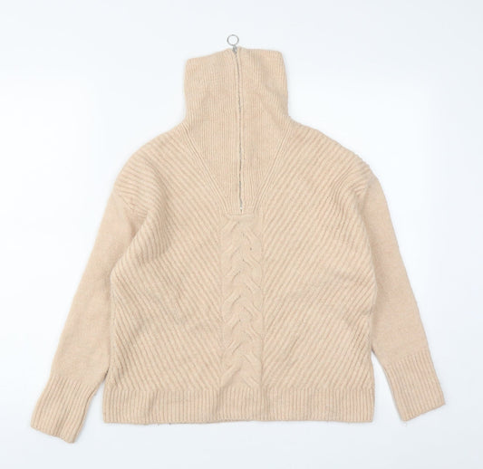 George Womens Beige High Neck Acrylic Pullover Jumper Size S